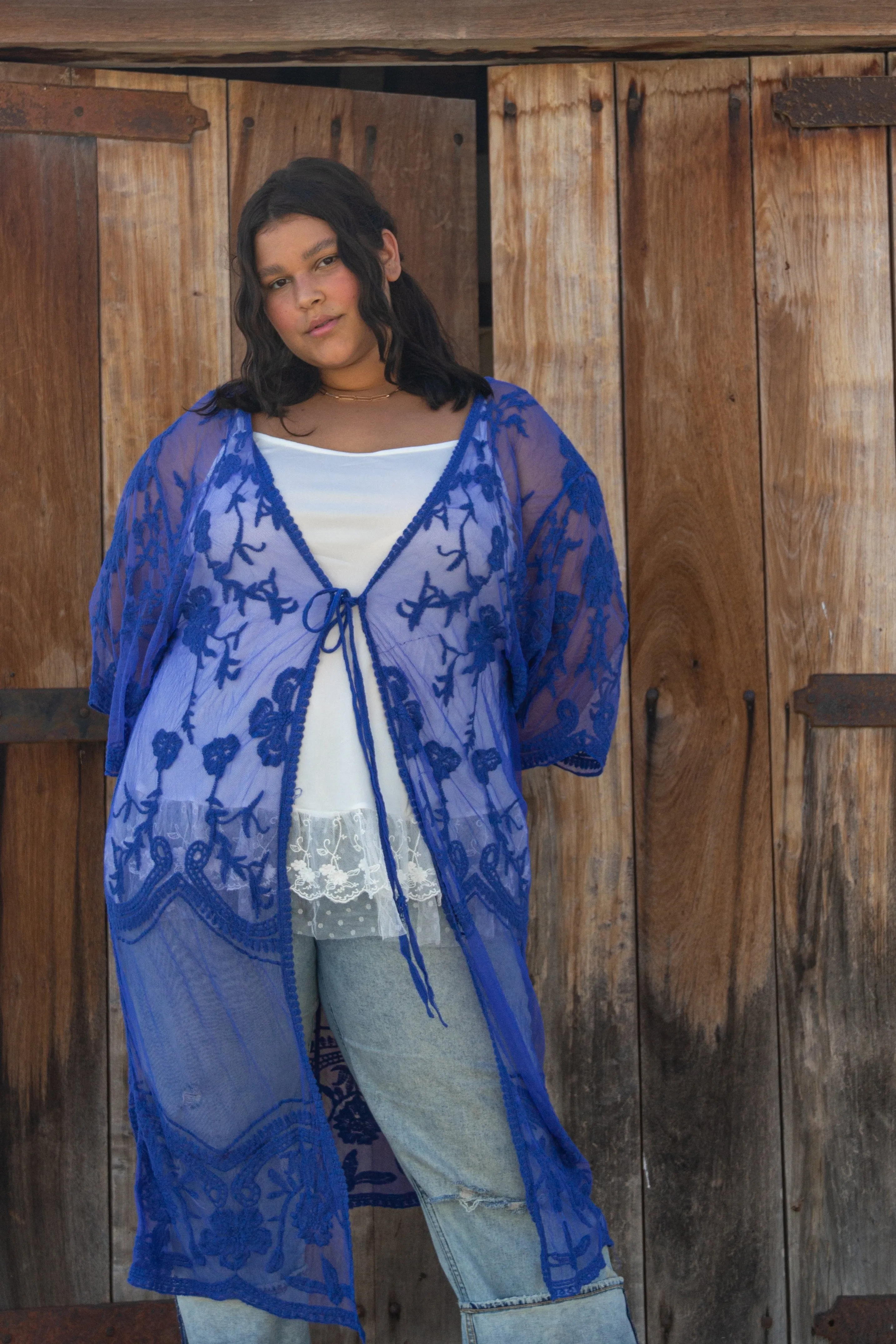 Bright Day Bohemian Blue Maxi Kimono