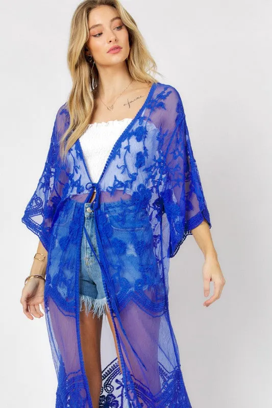 Bright Day Bohemian Blue Maxi Kimono