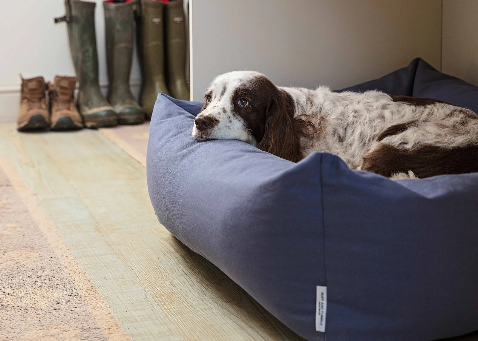 Burnham Bolster Dog Bed - Denim