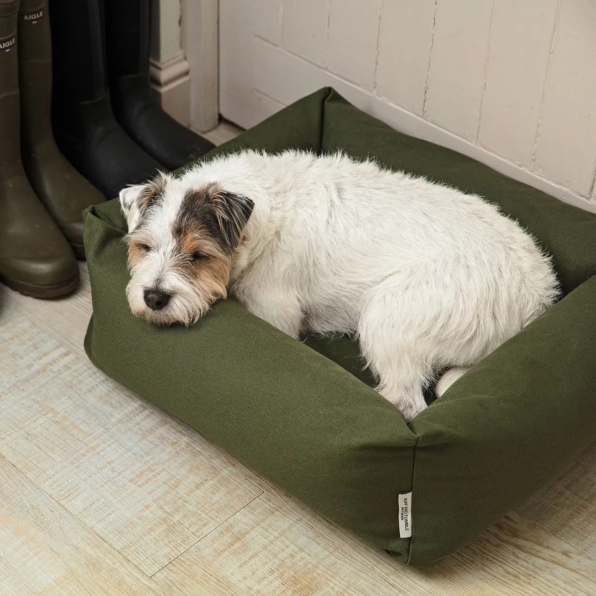 Burnham Bolster Dog Bed - Olive