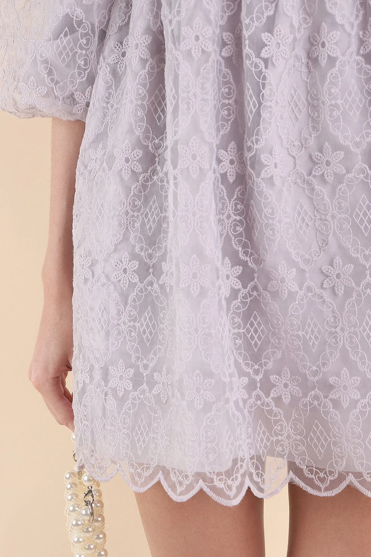 CAMELLIA LACE DRESS IN PERIWINKLE GREY