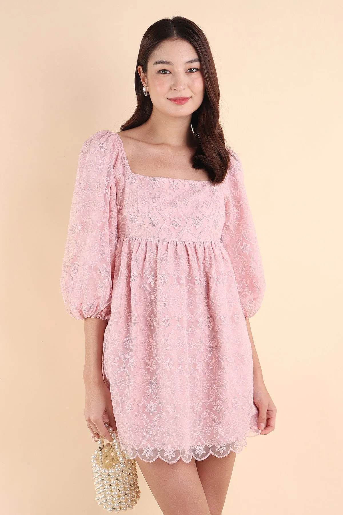 CAMELLIA LACE DRESS IN PINK