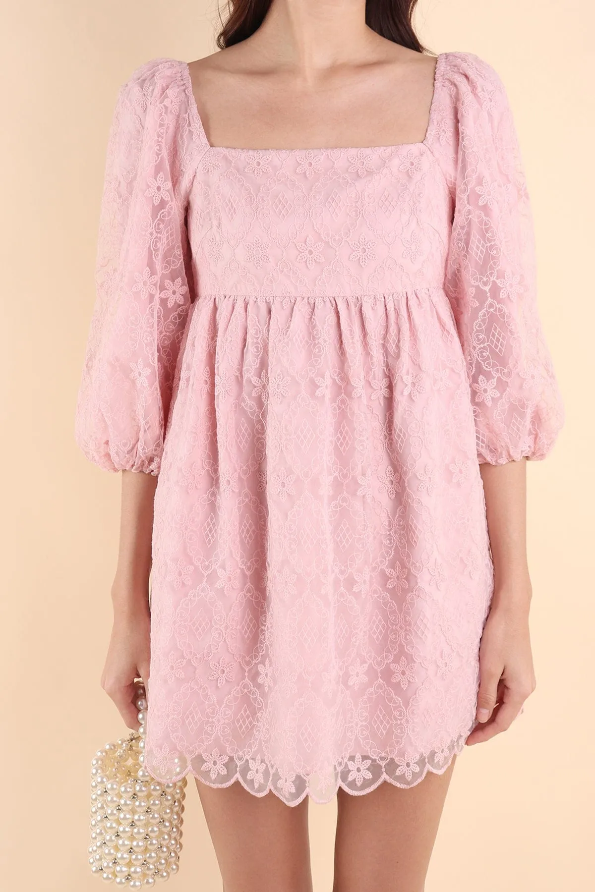 CAMELLIA LACE DRESS IN PINK