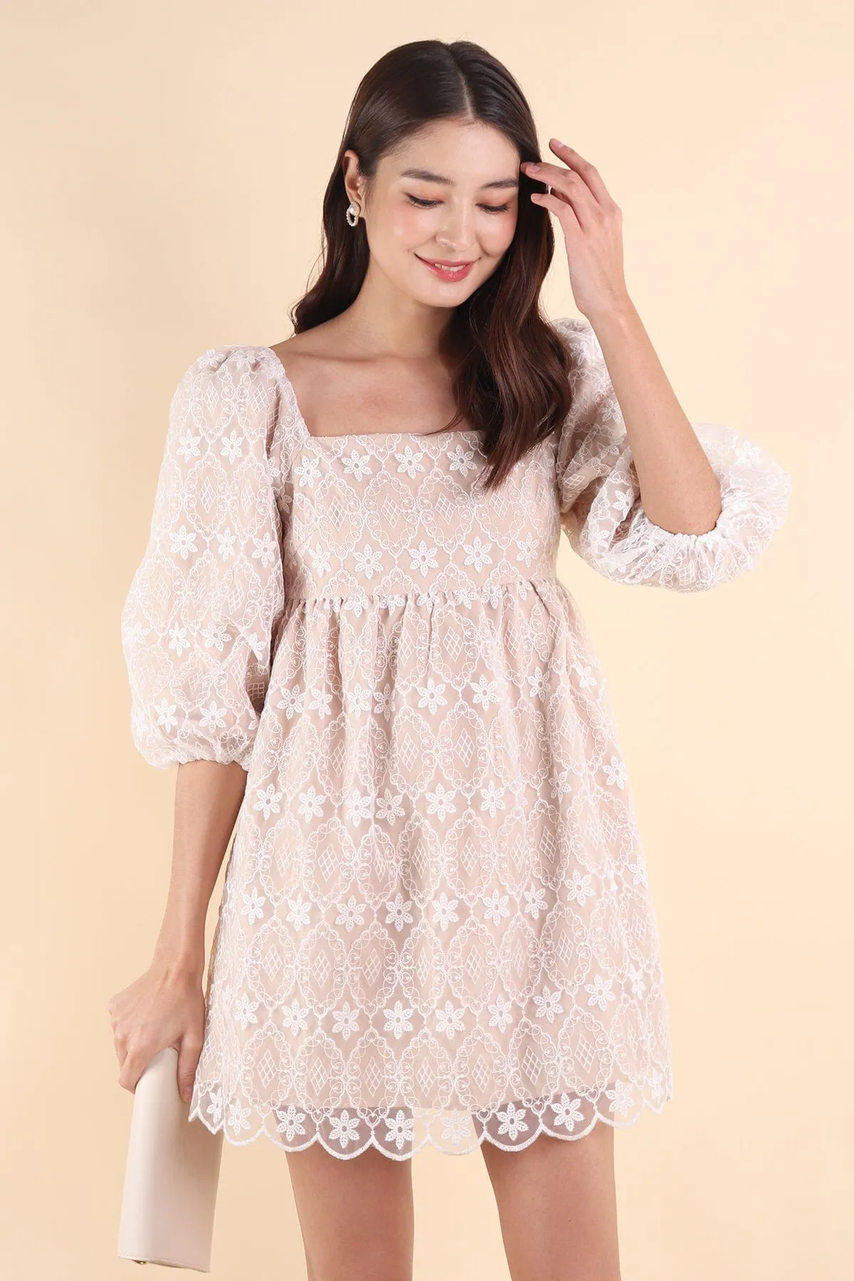 CAMELLIA LACE DRESS IN WHITE