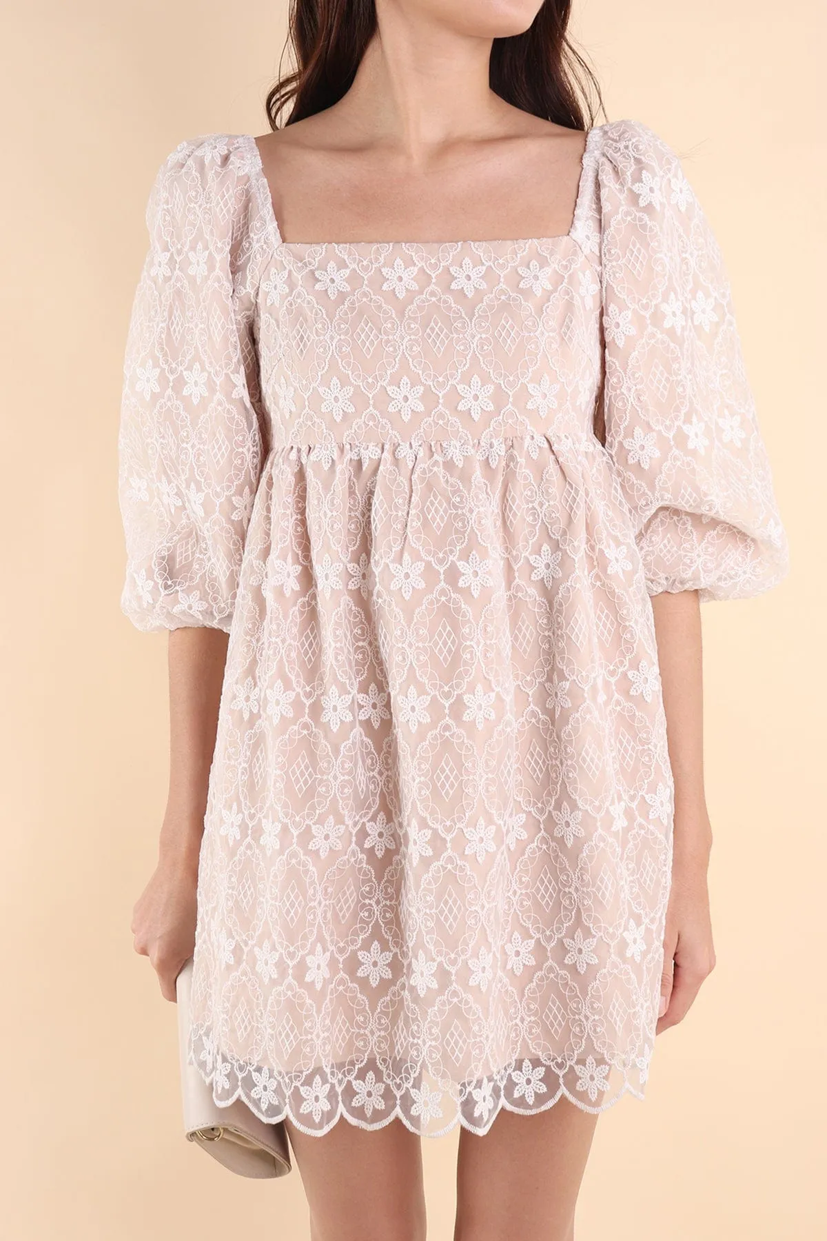 CAMELLIA LACE DRESS IN WHITE