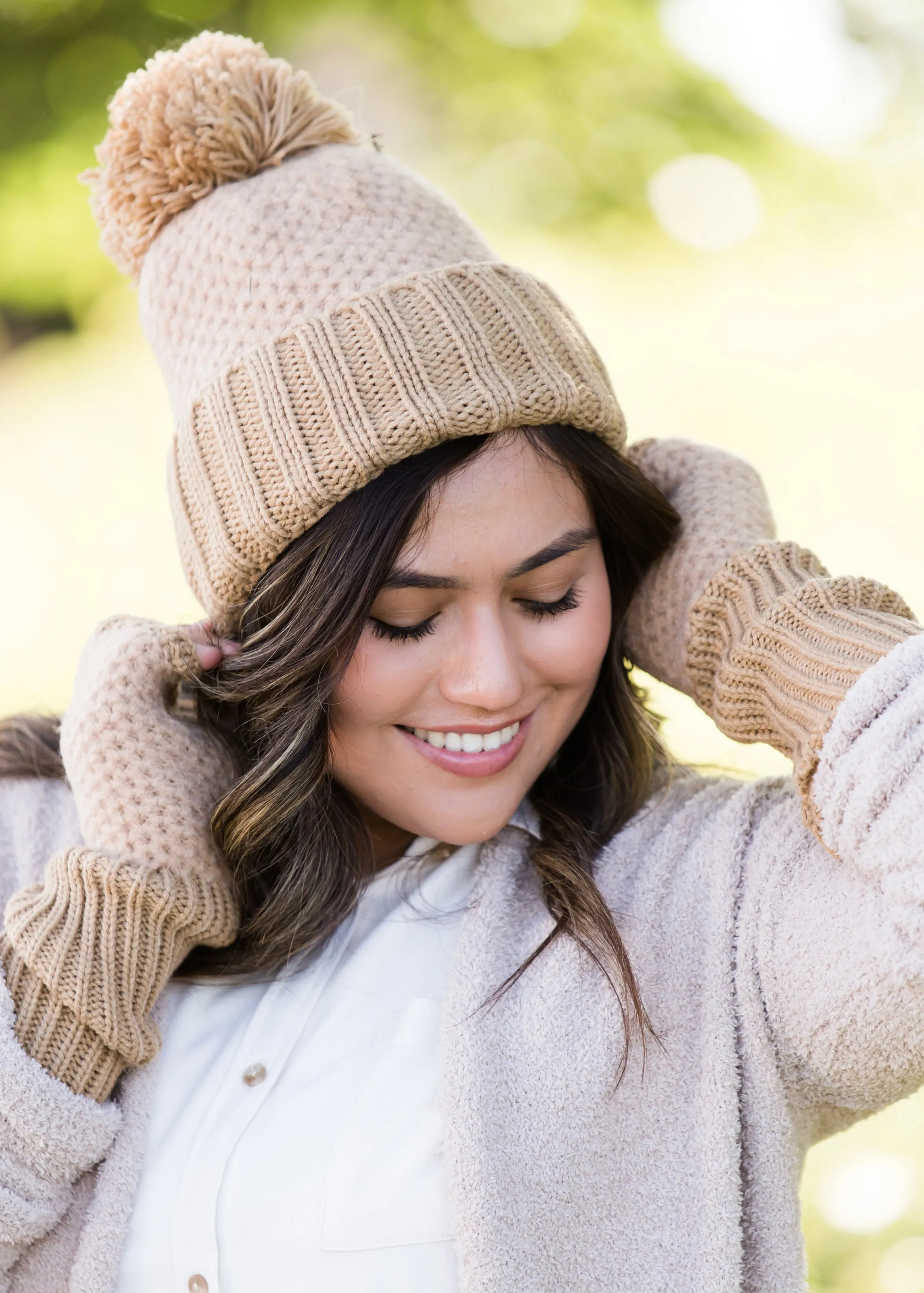 Cashmere Waffle Knit Hat or Fingerless Gloves - FINAL SALE