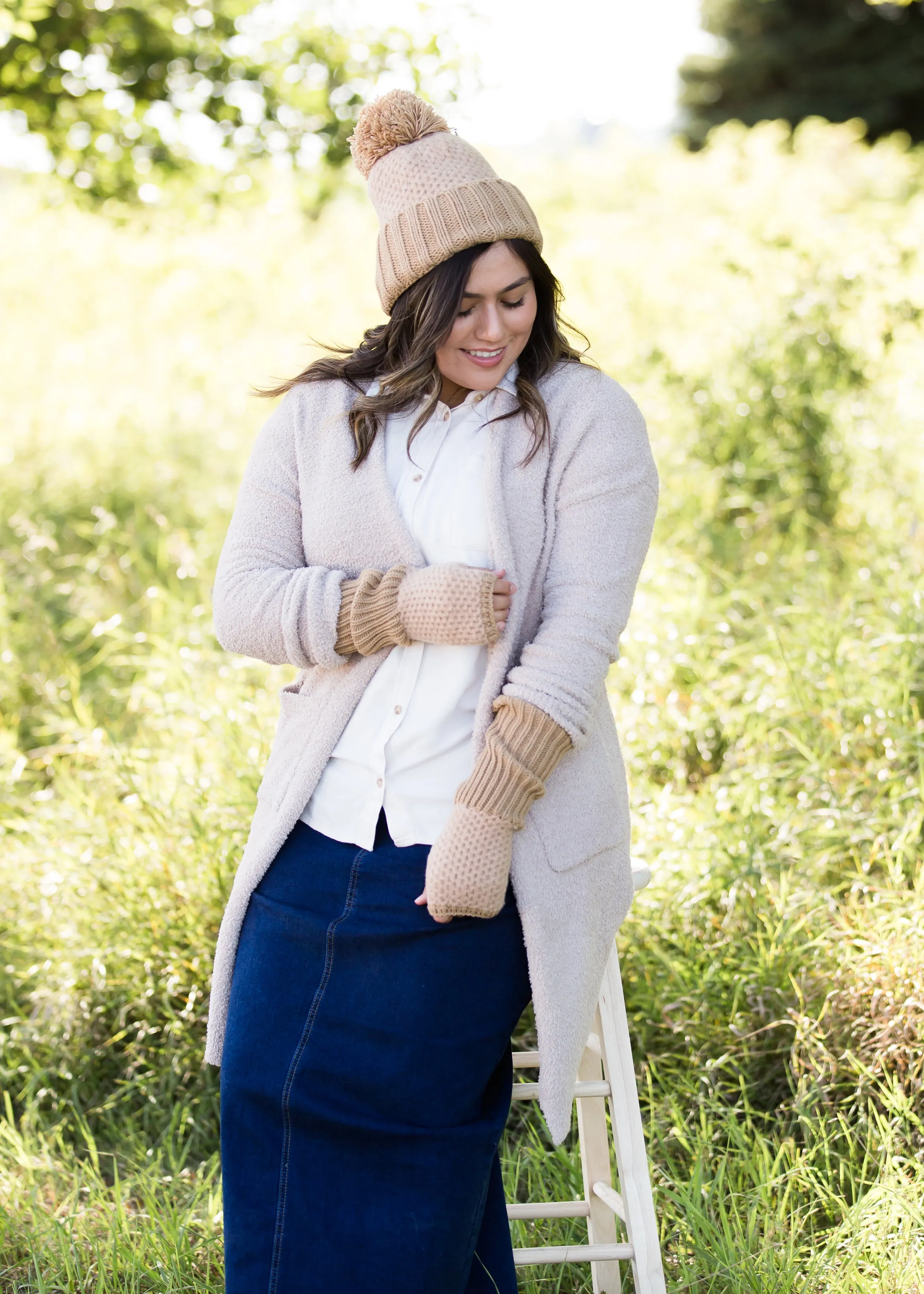 Cashmere Waffle Knit Hat or Fingerless Gloves - FINAL SALE