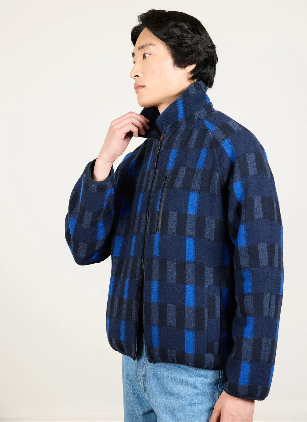 Check Anderson Wool Fleece | Wool | Blue