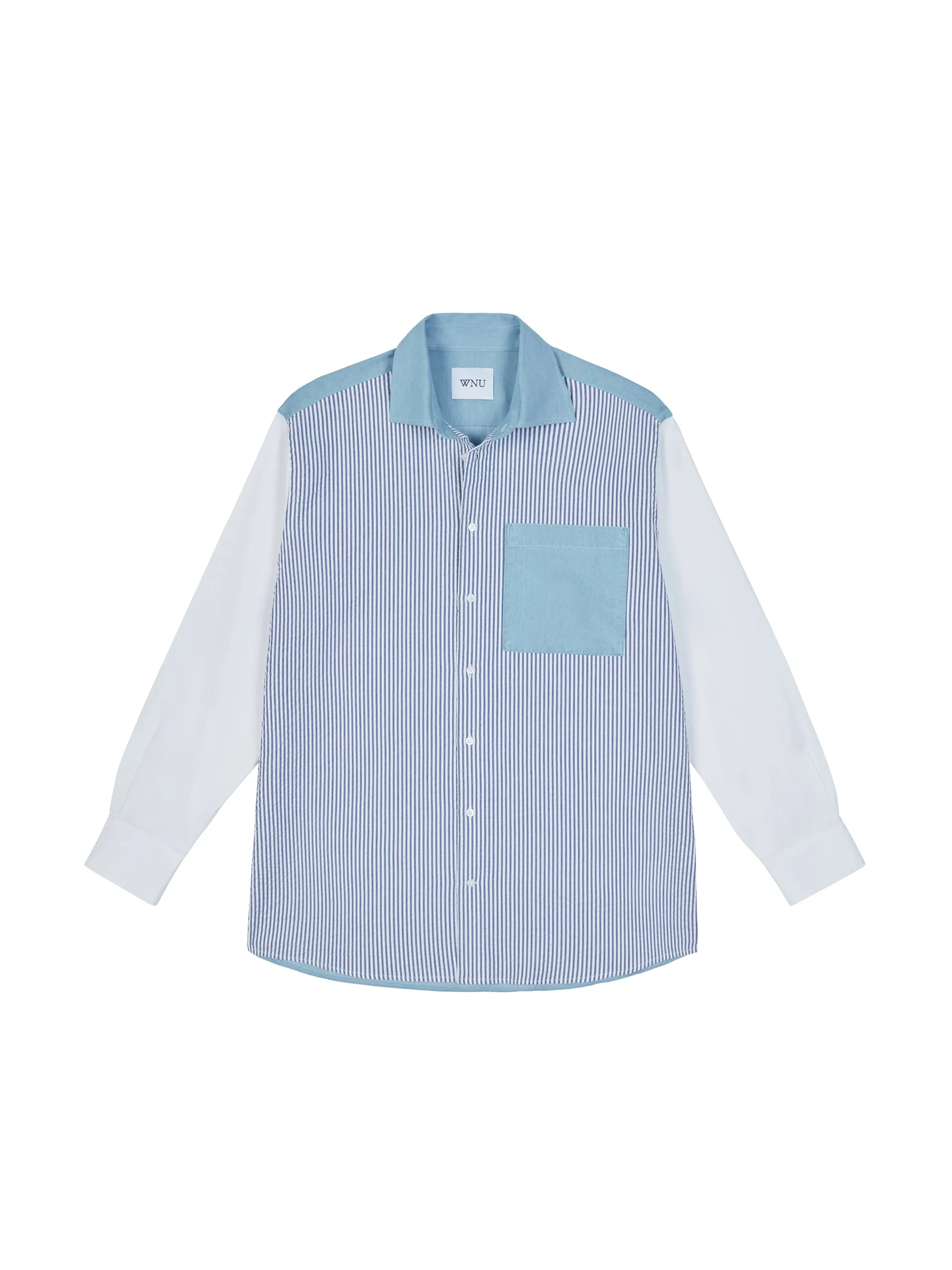 Chessie chambray, blue patchwork shirt