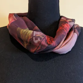 Chiffon Scarf - Dark Red Leaves