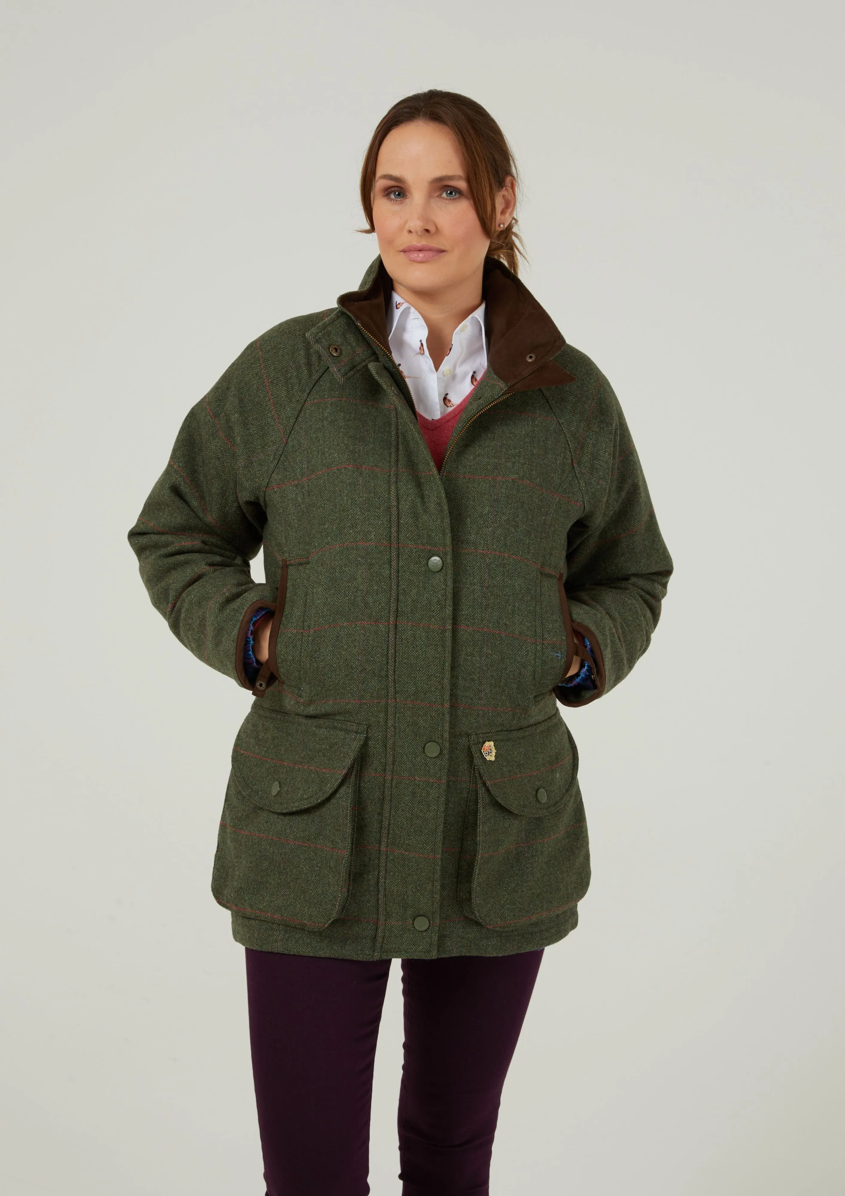 Combrook Ladies Tweed Shooting Coat In Heath - Shooting Fit