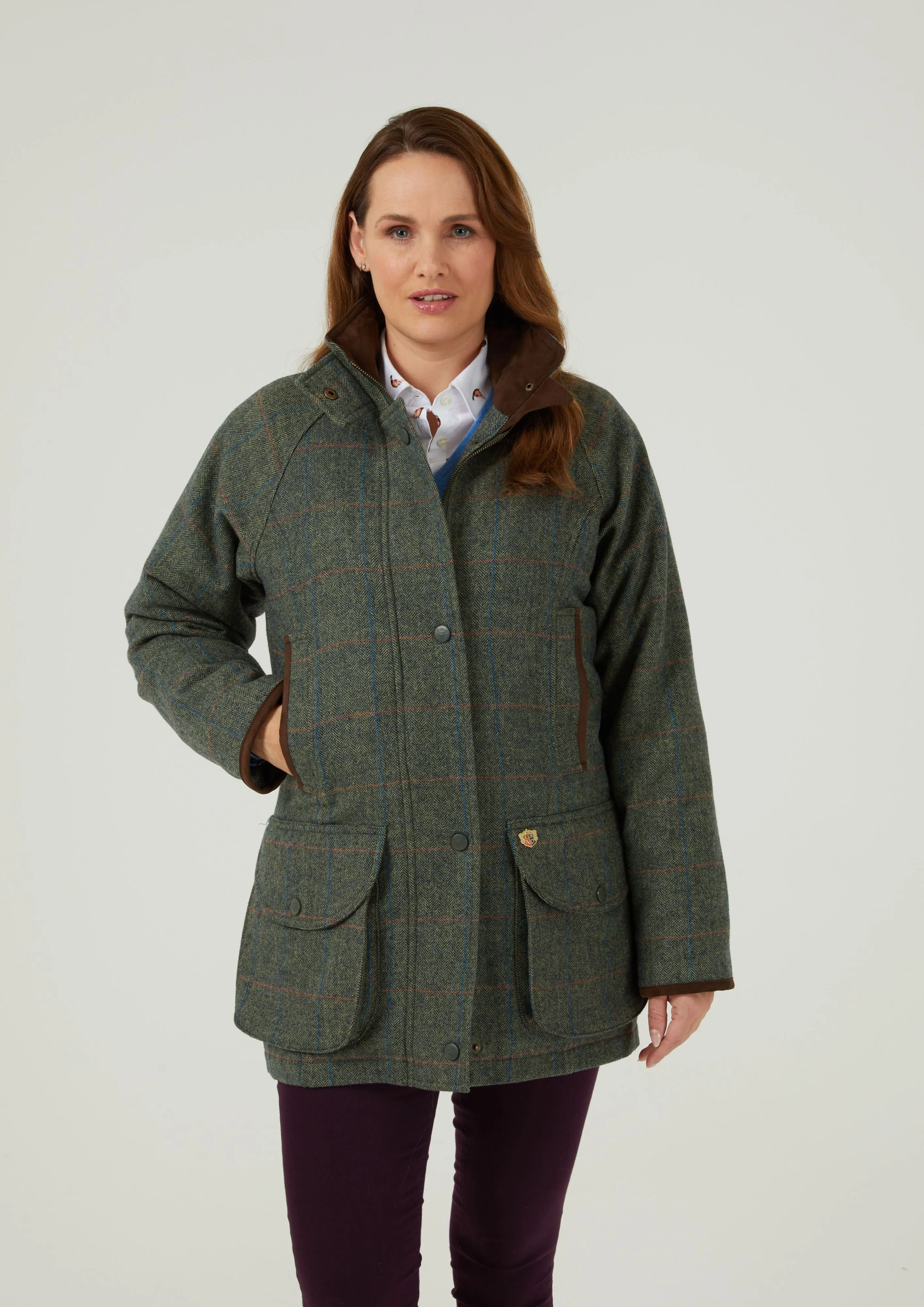 Combrook Ladies Tweed Shooting Coat In Spruce - Shooting Fit