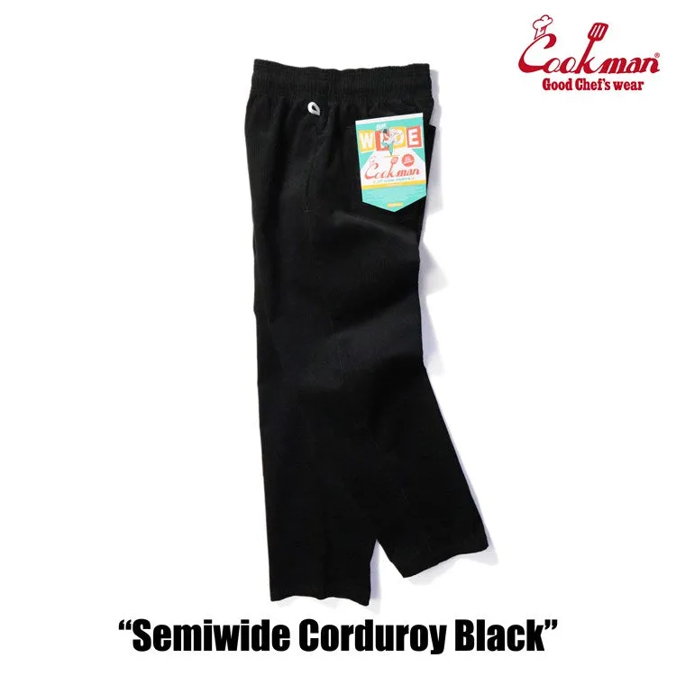 Cookman Chef Pants Semiwide- Corduroy : Black