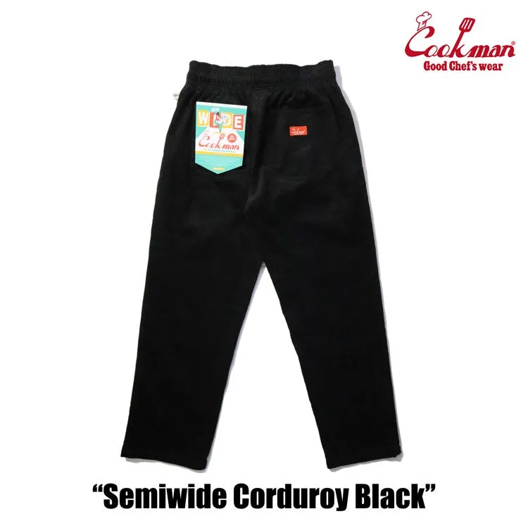 Cookman Chef Pants Semiwide- Corduroy : Black