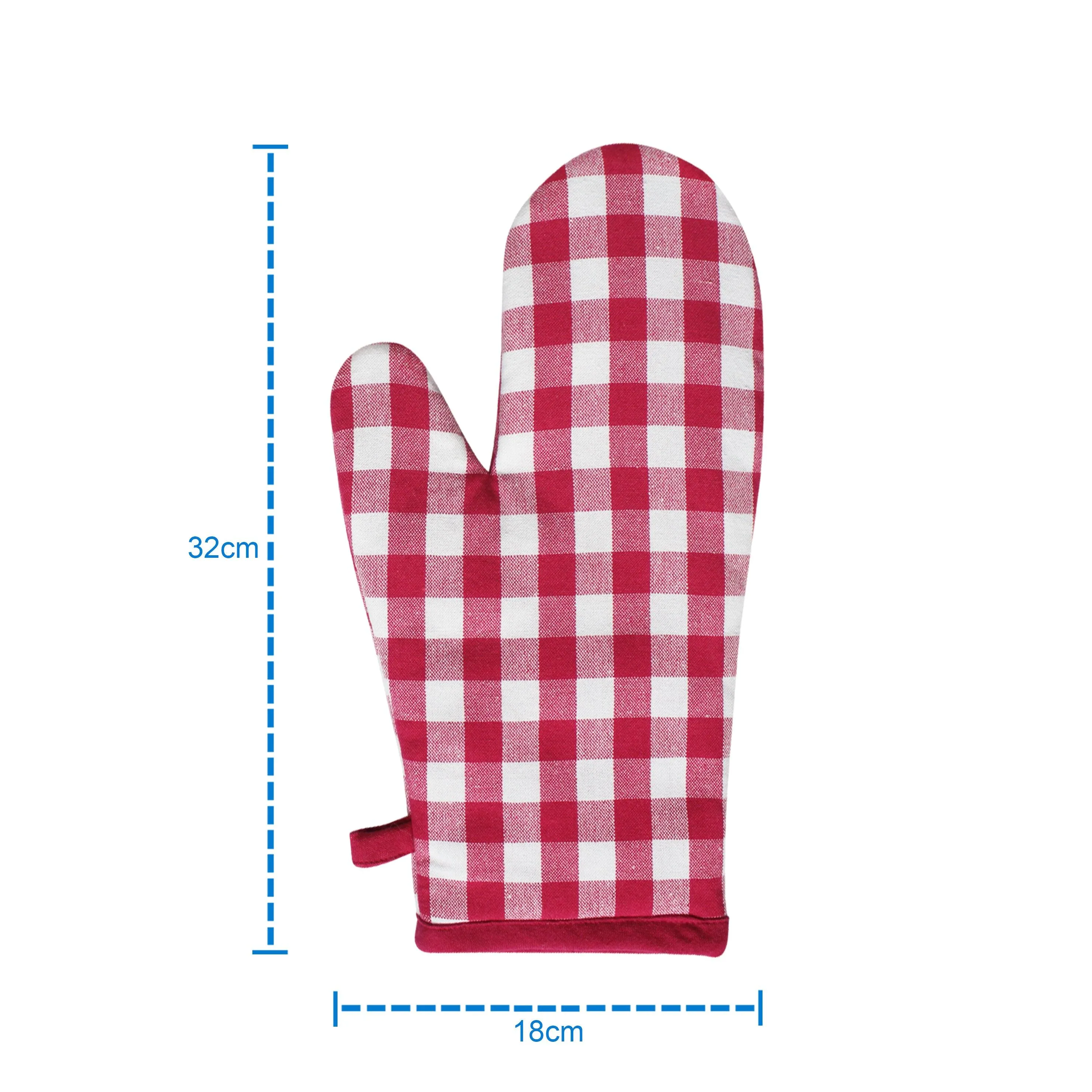 Cotton Gingham Check Rose Oven Gloves Pack Of 2