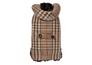 Couture Cashmere Coat w/ Faux Fur Lining - Beige Plaid