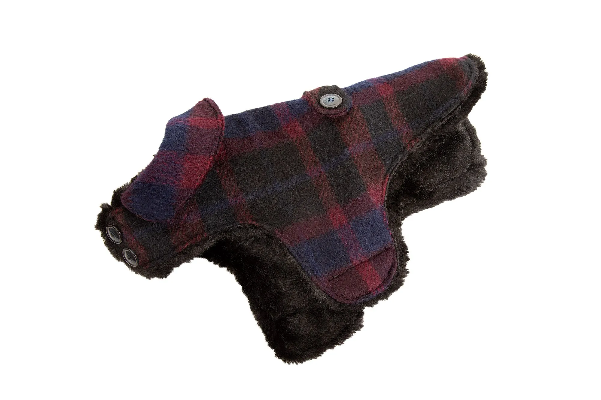 Couture Wool Dog Coat - Navy & Burgundy