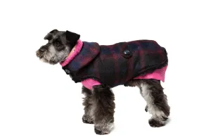 Couture Wool Dog Coat - Navy & Burgundy