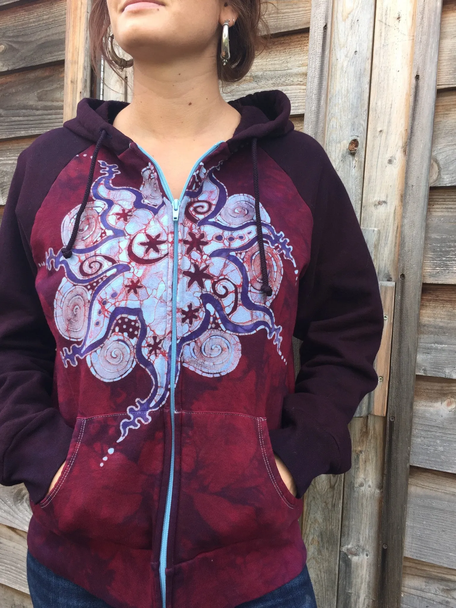 Crimson Star Handmade Batik Hoodie