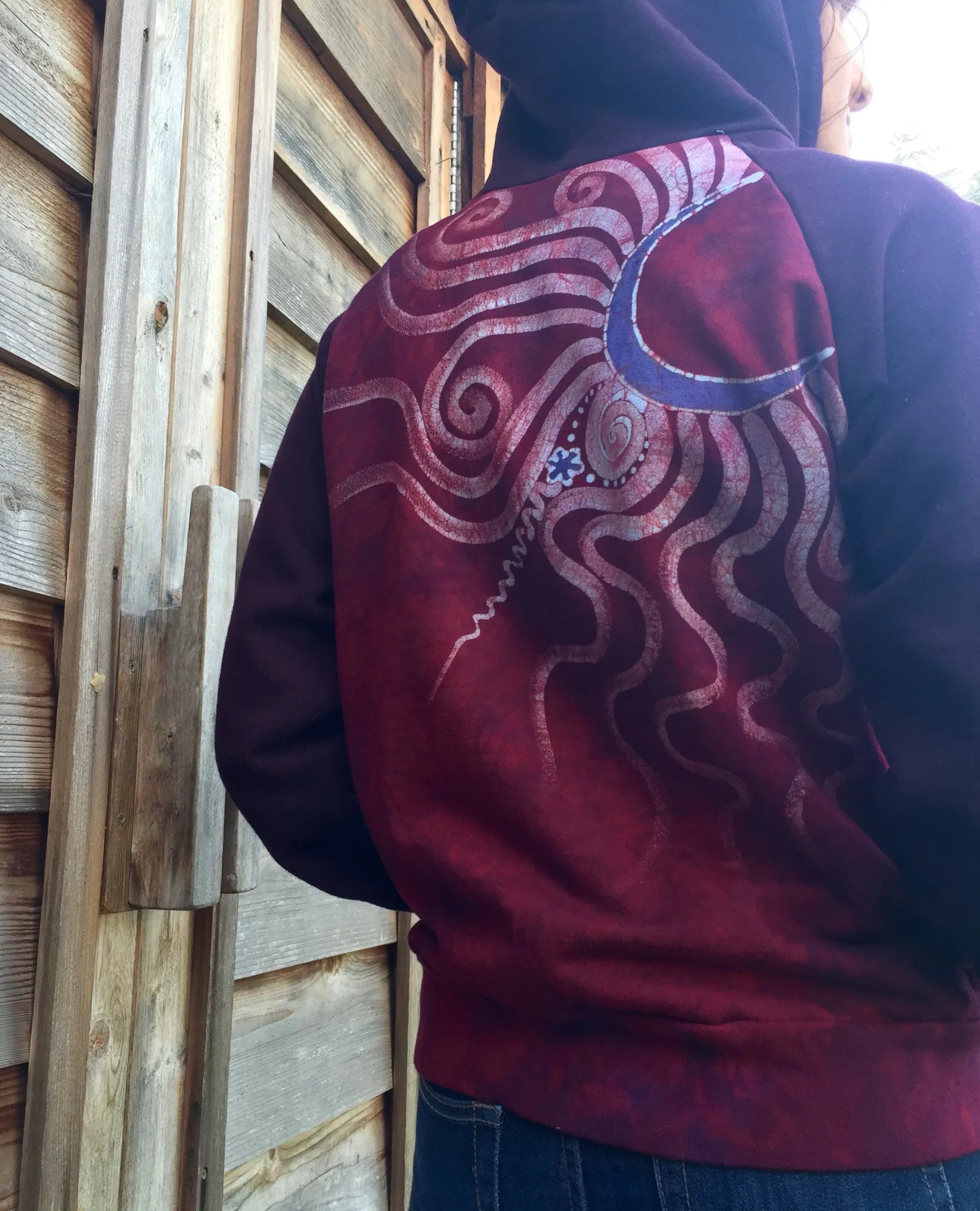 Crimson Star Handmade Batik Hoodie