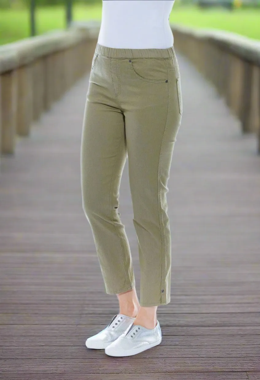 Cropped Jeans by Cafe Latte -Khaki