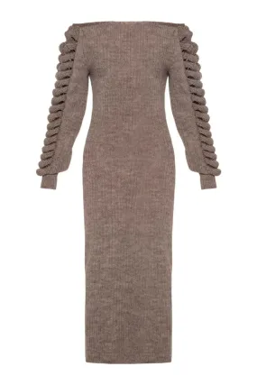 CULT MIA X LIYA ALMOND FROST KNITTED DRESS