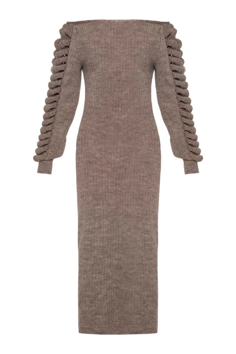 CULT MIA X LIYA ALMOND FROST KNITTED DRESS