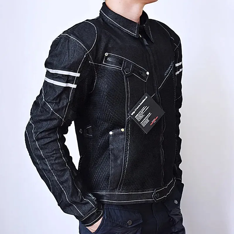 Custom Motorcycle Jacket Men Racing Suit Motocross Jeans Windproof Moto Denim Jackets Protective Gear Removable Liner 2 Colors