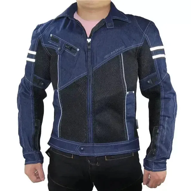 Custom Motorcycle Jacket Men Racing Suit Motocross Jeans Windproof Moto Denim Jackets Protective Gear Removable Liner 2 Colors