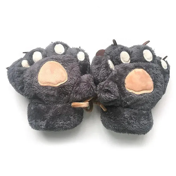 Cute Bear Claw Plush Warm Gloves