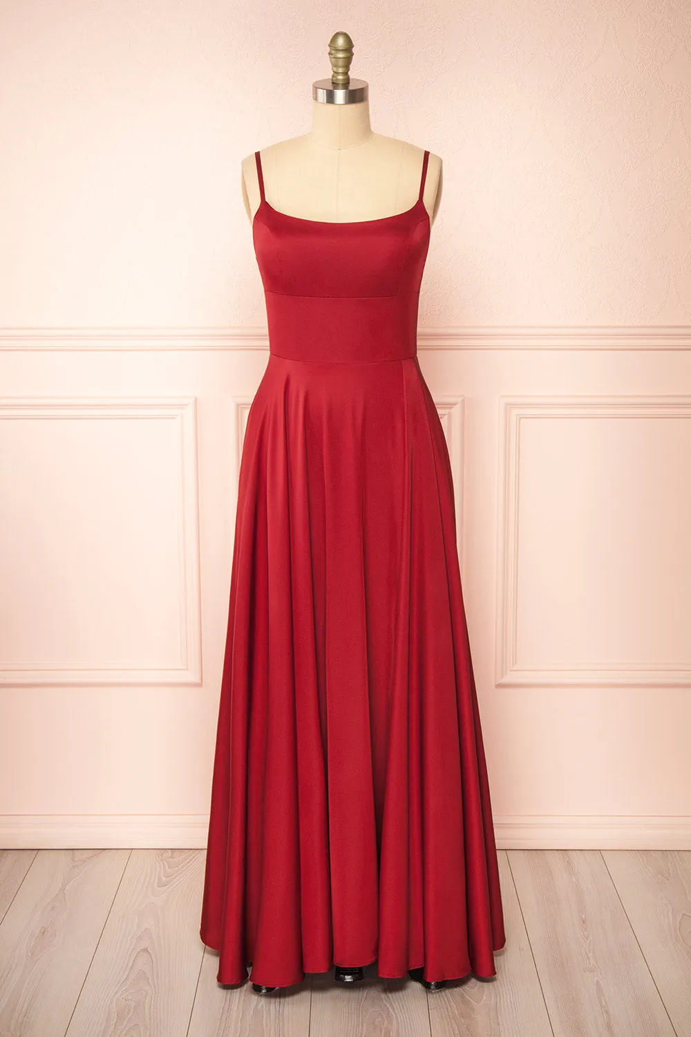 Darcy Burgundy | Maxi Satin Dress w/ Slit