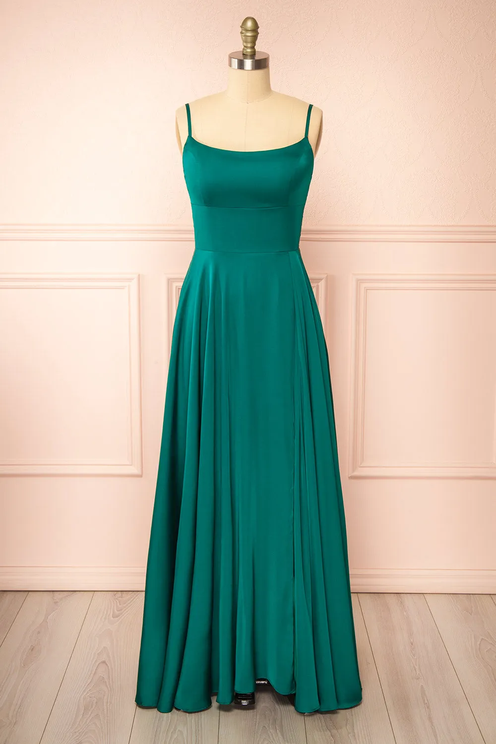 Darcy Green | Maxi Satin Dress w/ Slit