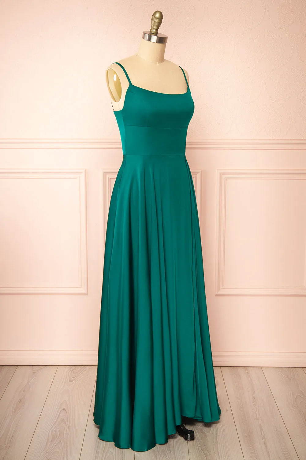 Darcy Green | Maxi Satin Dress w/ Slit