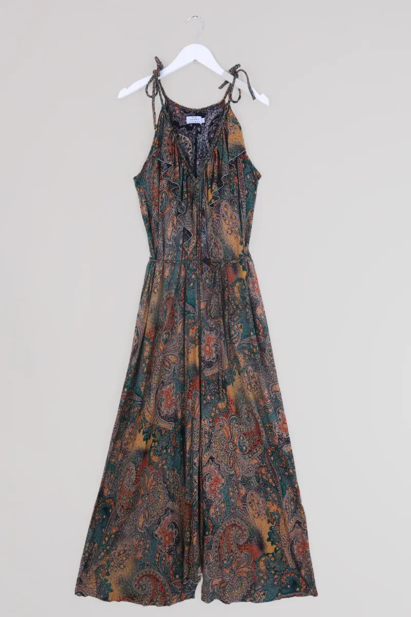 Delphi Braided Maxi Dress in Green Batik Paisley