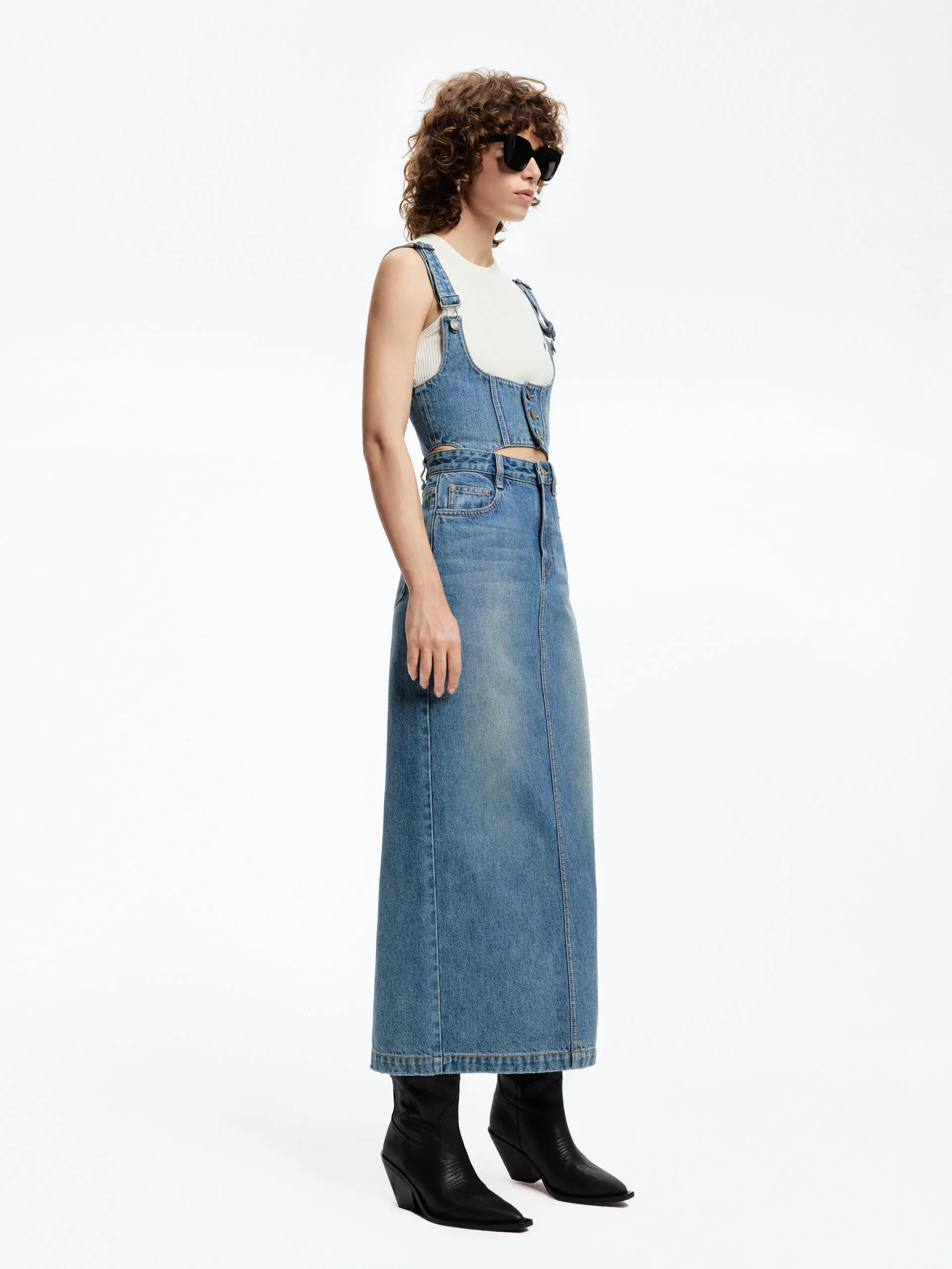 Detachable Detail Denim Dress