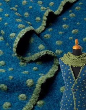 DOTTY PETROL ~ Felted Wool fabric