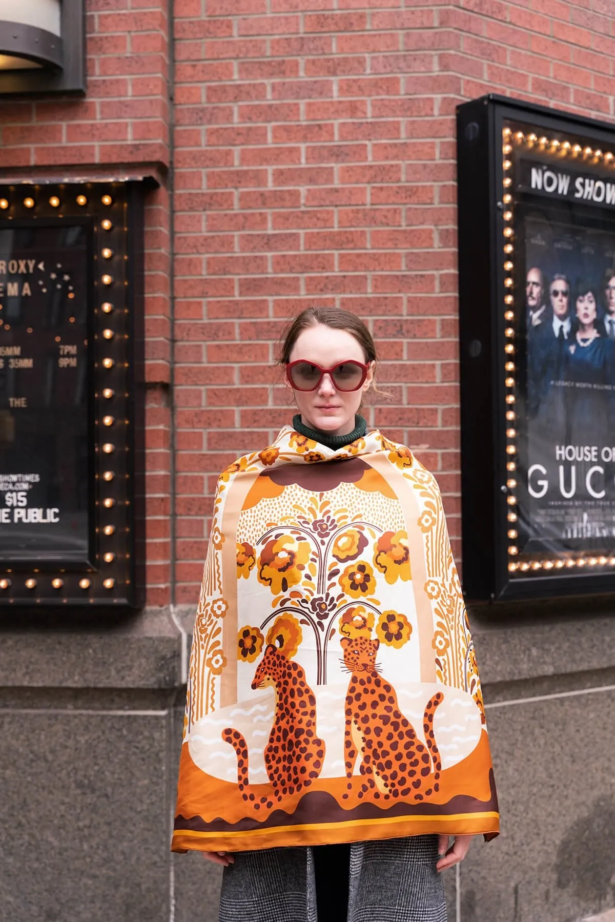 Double Sided Silk Scarf Of Leopards With Floral Fountain