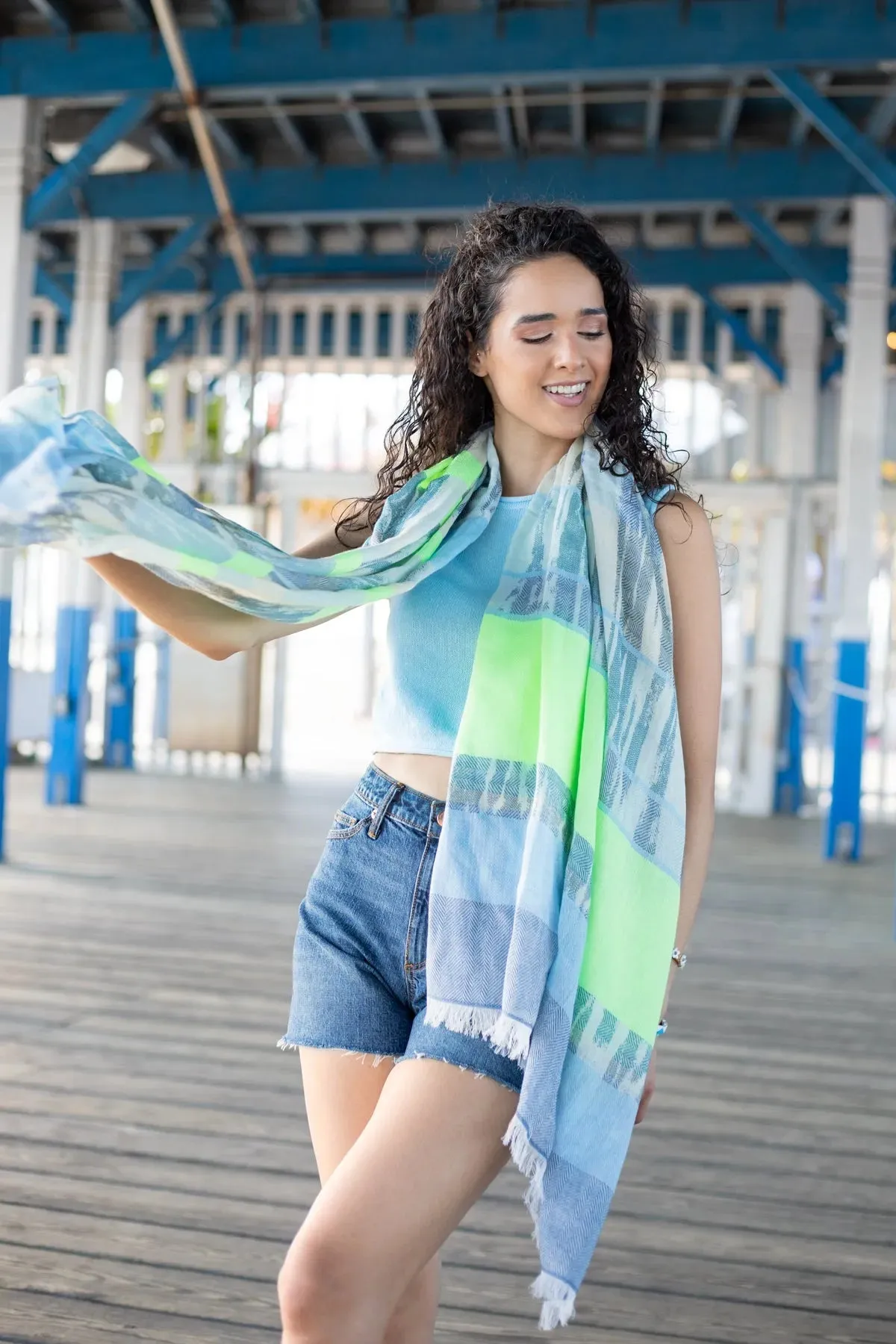 Ebraxas Neon Striped Scarf