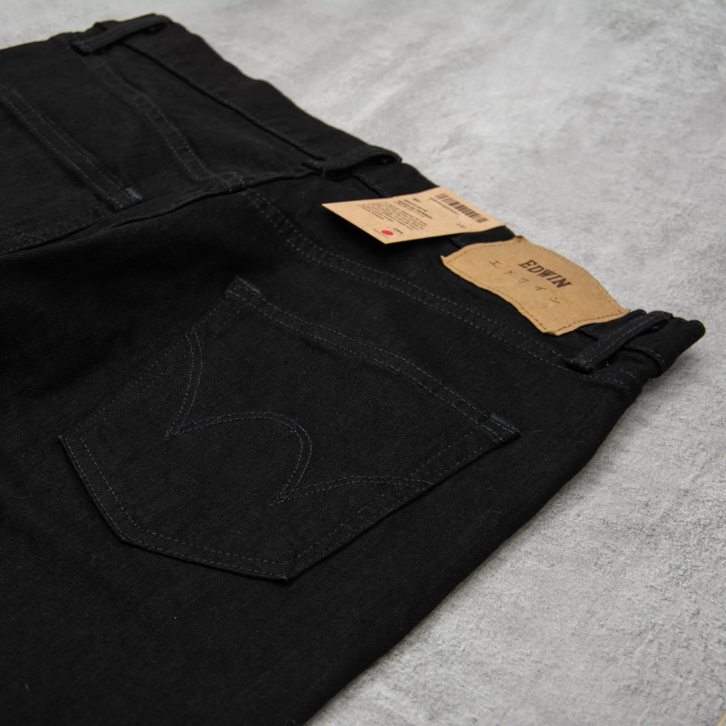 Edwin Regular Tapered Jeans Kaihara Stretch - Black x Black Rinsed