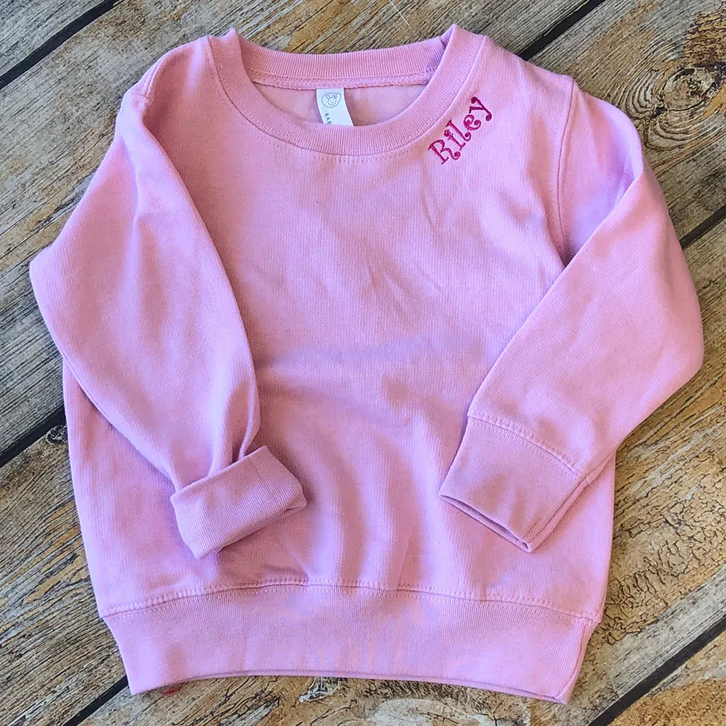 Embroidered Collar Toddler Crewneck Sweatshirt