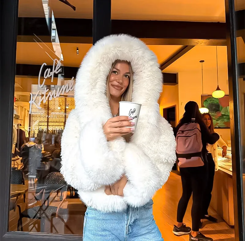 Faux Fur Jacket With Hood