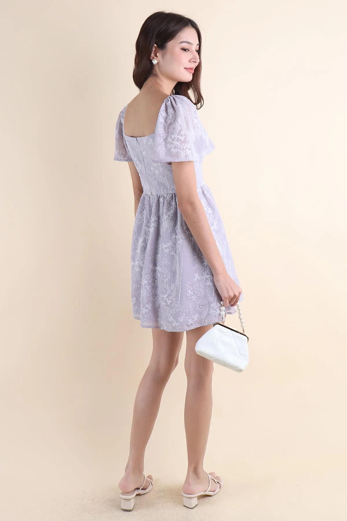 FIDELIA FLUTTERS CUT-OUT DRESS IN LILAC