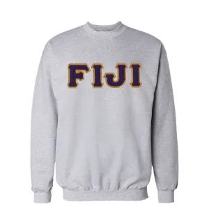 FIJI Heather Gray Crew Neck Sweatshirt with Sewn On Letters