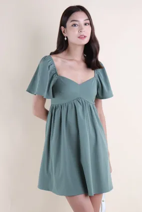 FIOERA FLUTTERS DRESS IN GREEN