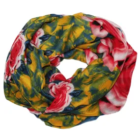 Floral Infinity Scarf - Yellow and Pink Combo