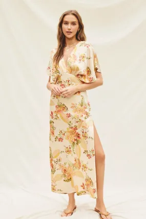 Floral Kimono Sleeve Maxi Dress