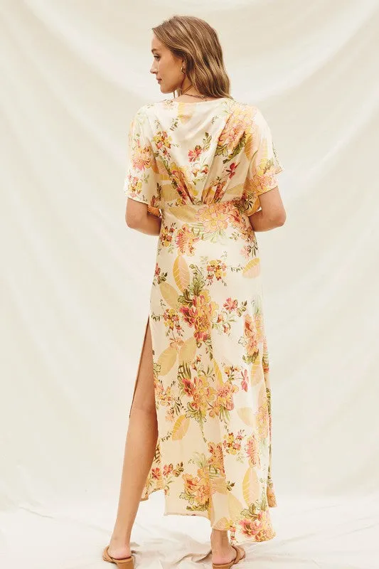 Floral Kimono Sleeve Maxi Dress