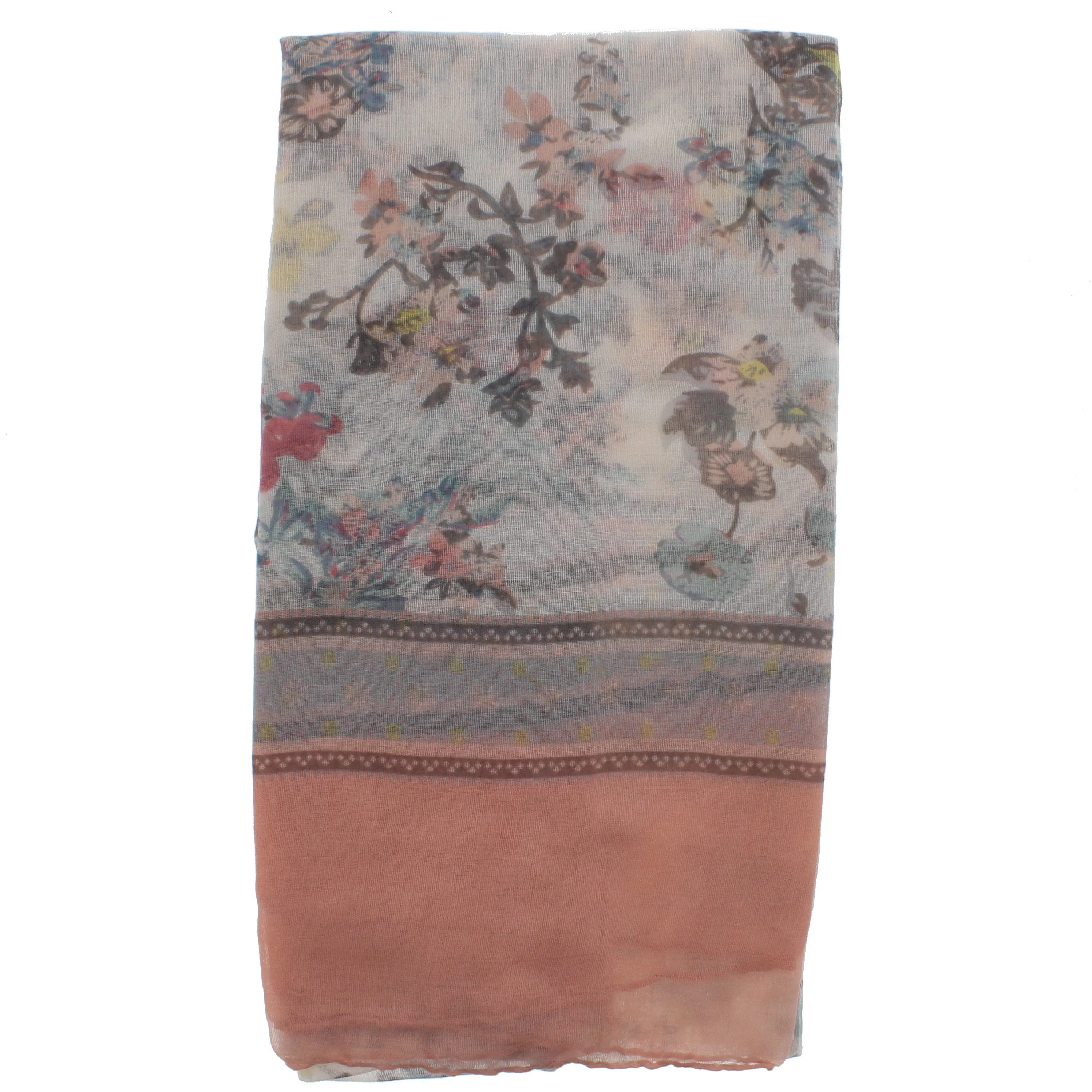 Floral Print Scarf with Border