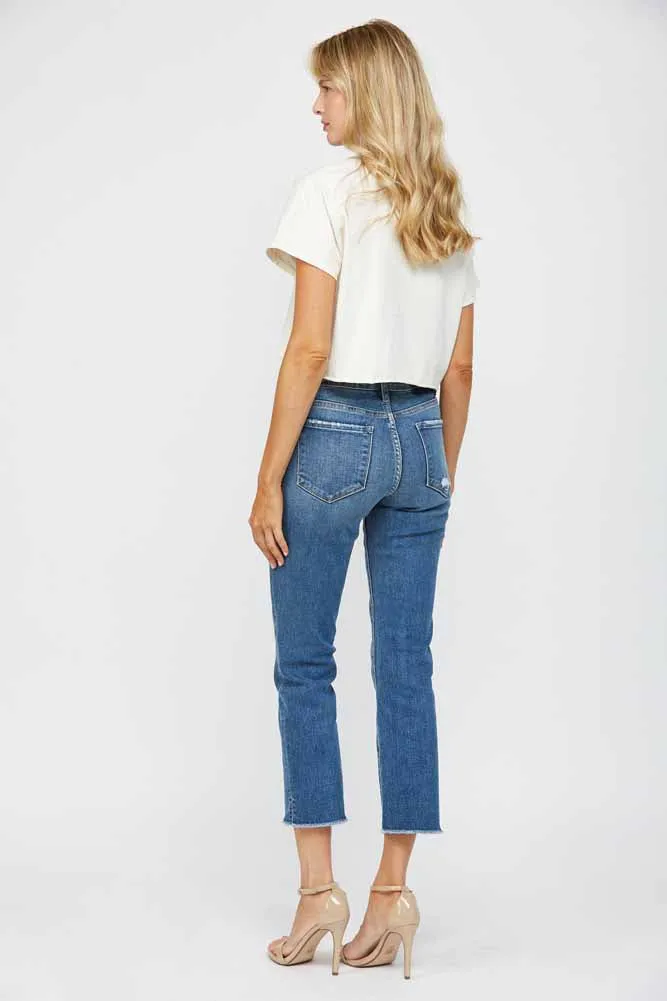 Freestyle Mid Rise Crop in Marine Blue by Mica Denim