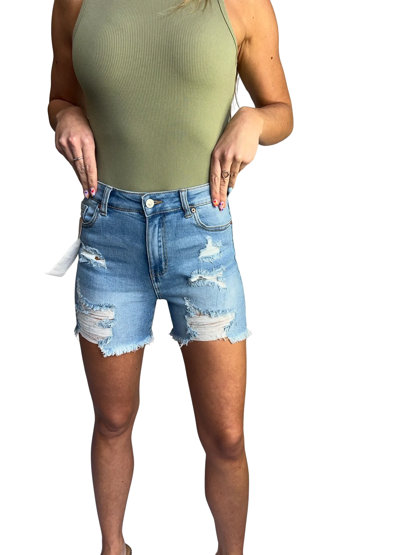 Frey Hem Denim Jeans Shorts